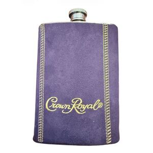 Crown Royal Cap 8 oz. 18/8 Stainless Steel Whiskey Flask W/ Purple Suede Cover